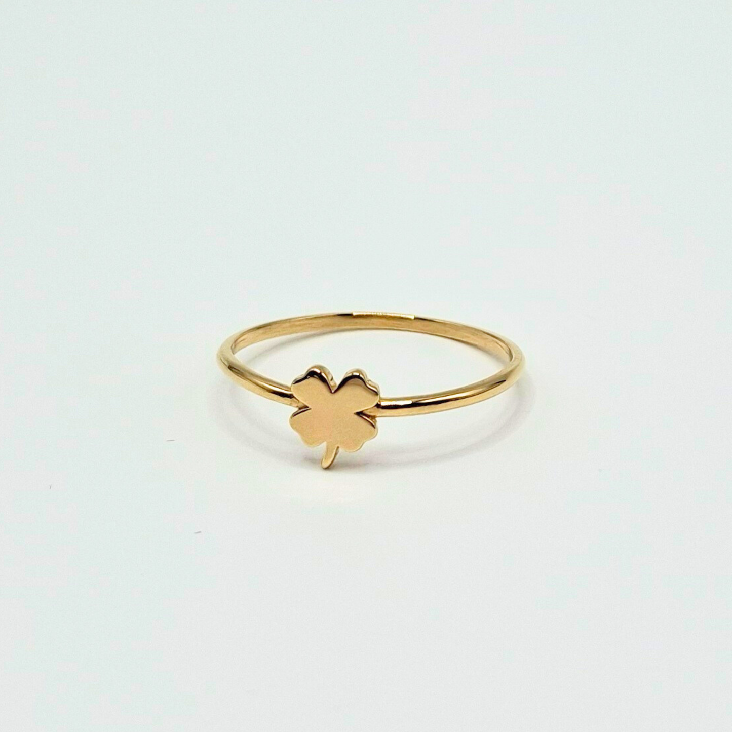 Anillo trébol de 4 hojas, oro 18k