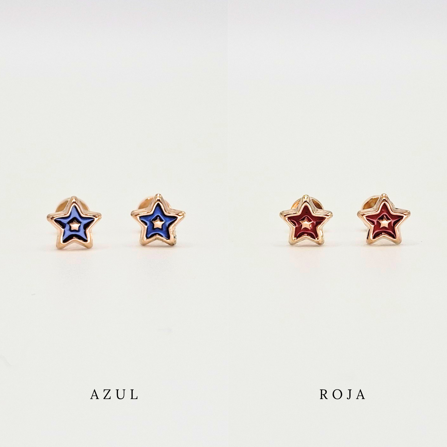 Aros abridores para bebé y niña laminados en oro de 20k, estrella laqueada