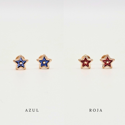 Aros abridores para bebé y niña laminados en oro de 20k, estrella laqueada