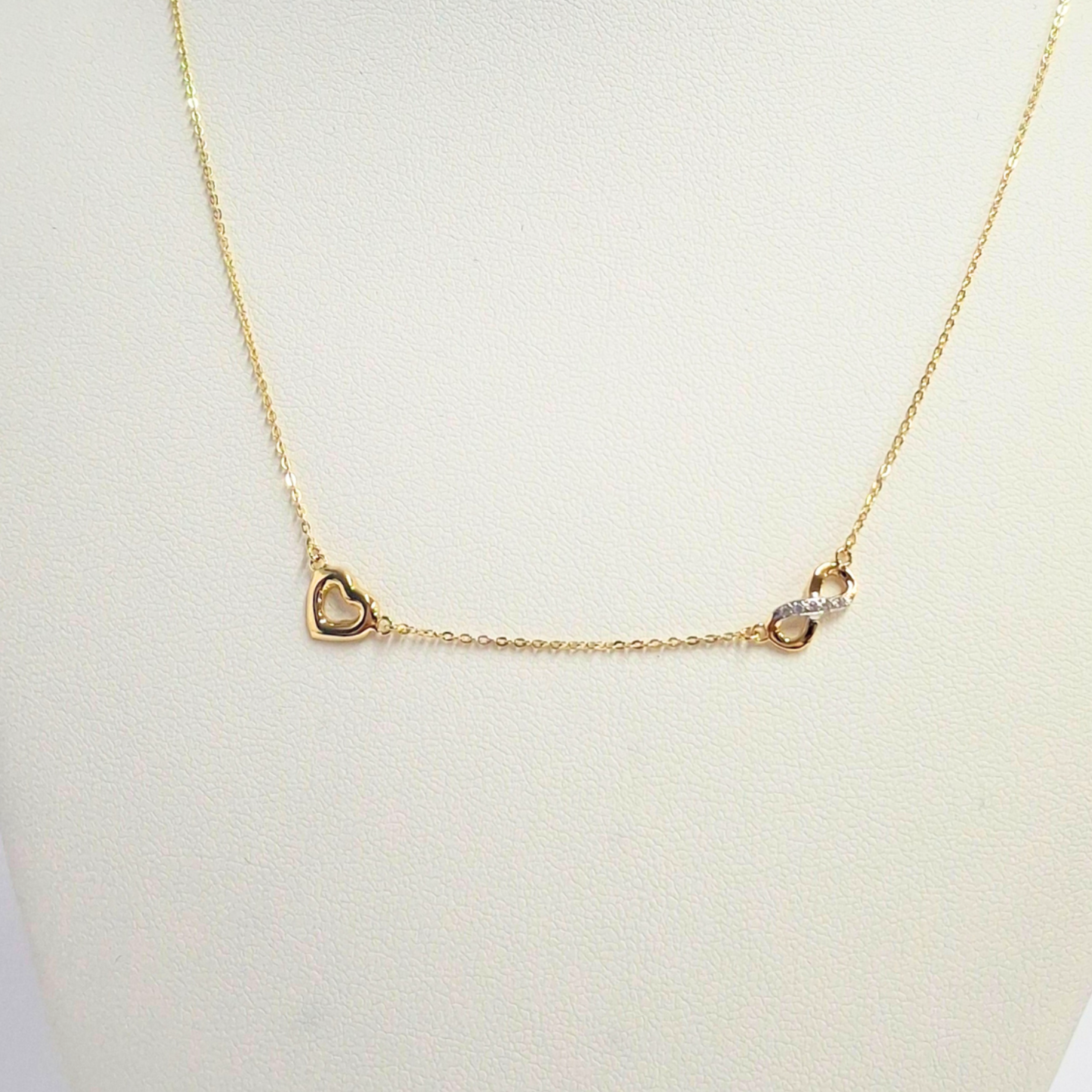 Collar oro italiano 18k, infinito y corazón