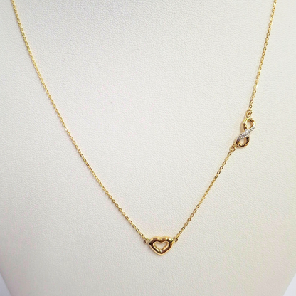 Collar oro italiano 18k, infinito y corazón