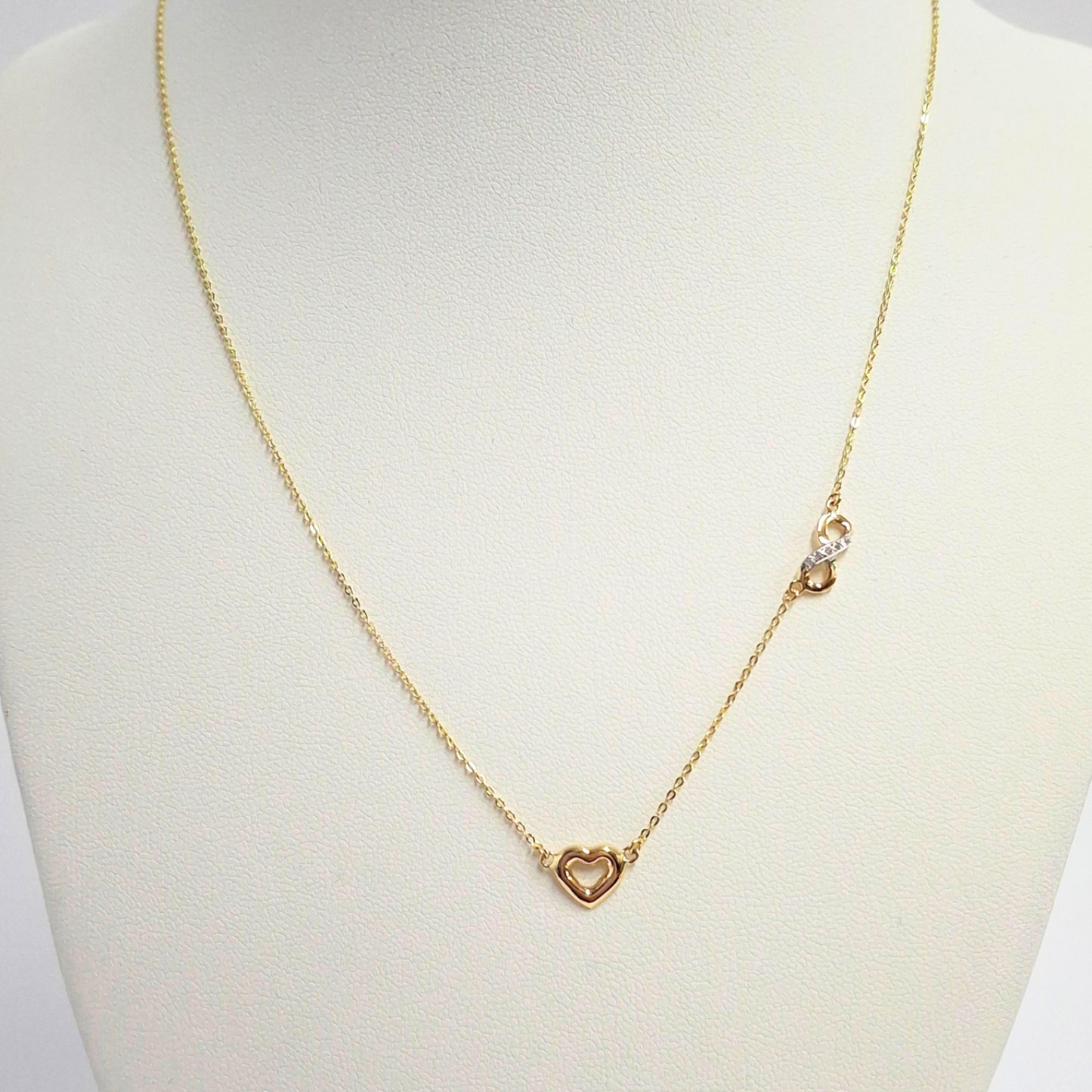 Collar oro italiano 18k, infinito y corazón