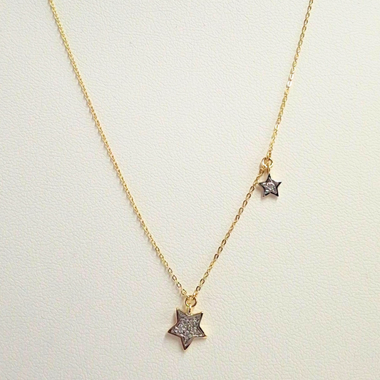 Collar oro italiano 18k, estrellas