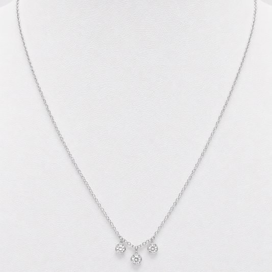 Collar Tres Puntos de Luz Plata 925 Rodinada