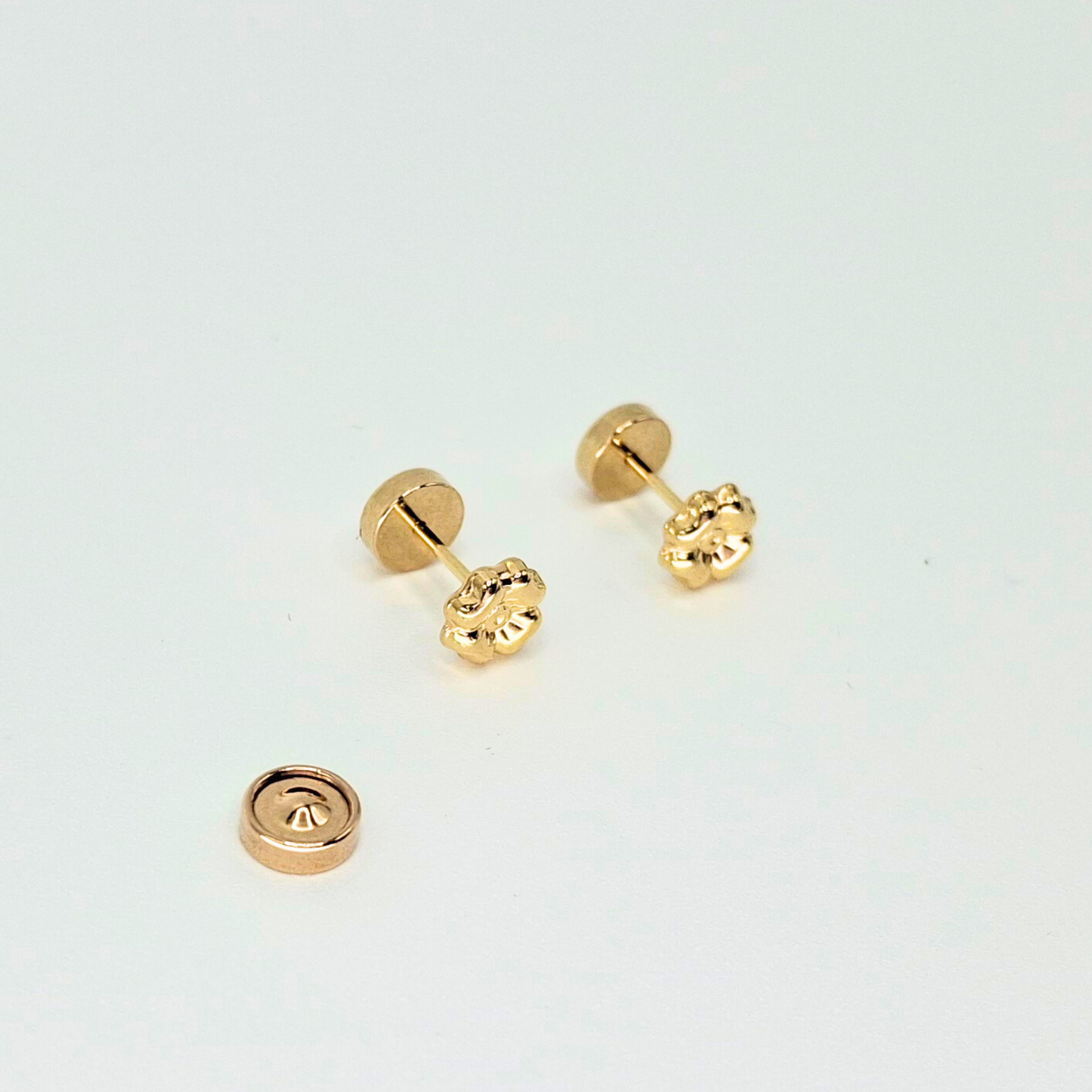 Aros abridores para bebé y niña, modelo trébol oro 18k