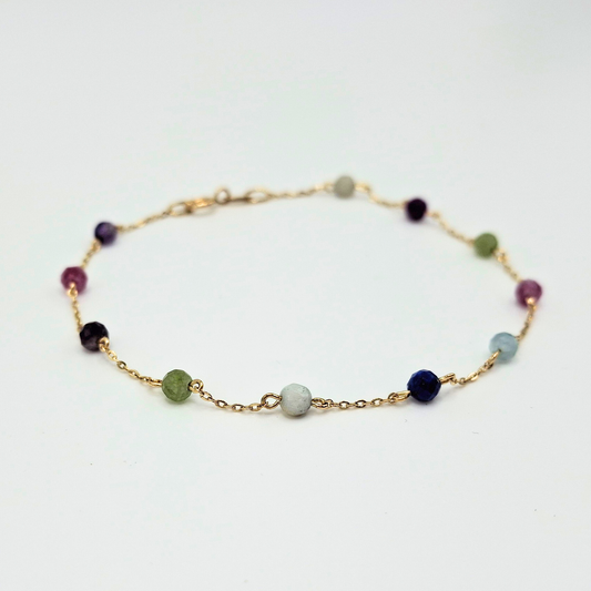 Pulsera modelo piedras naturales, oro 18k cadena forzatina