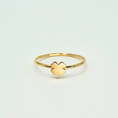 Anillo trébol de 4 hojas, oro 18k