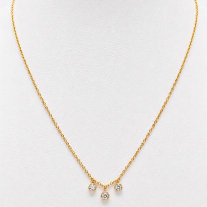 Collar Tres Puntos de Luz Plata 925 dorado
