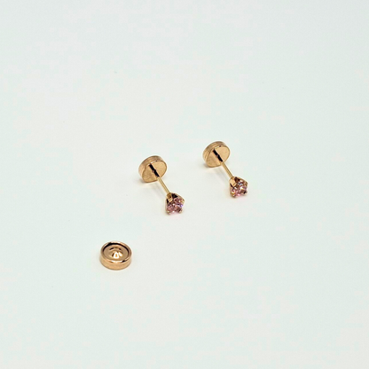 Aros abridores para bebé y niña, modelo grifa M rosa, oro 18k