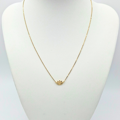 Collar modelo Flor de loto oro 18k, cadena forzatina 40 cm