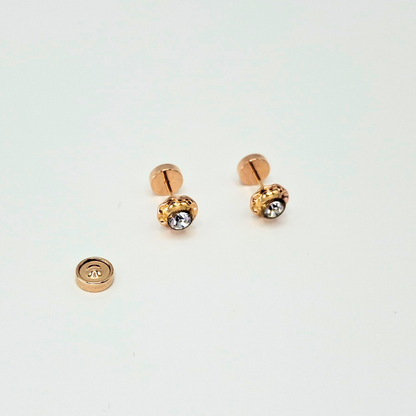 Aros abridores para bebé y niña laminados en oro de 20k modelo piedra de circón M