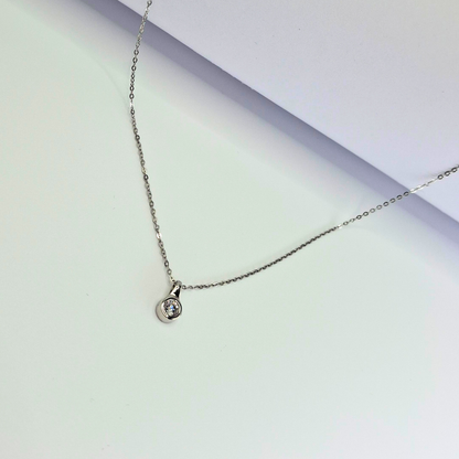 Collar Punto de luz valier, oro blanco italiano 18k