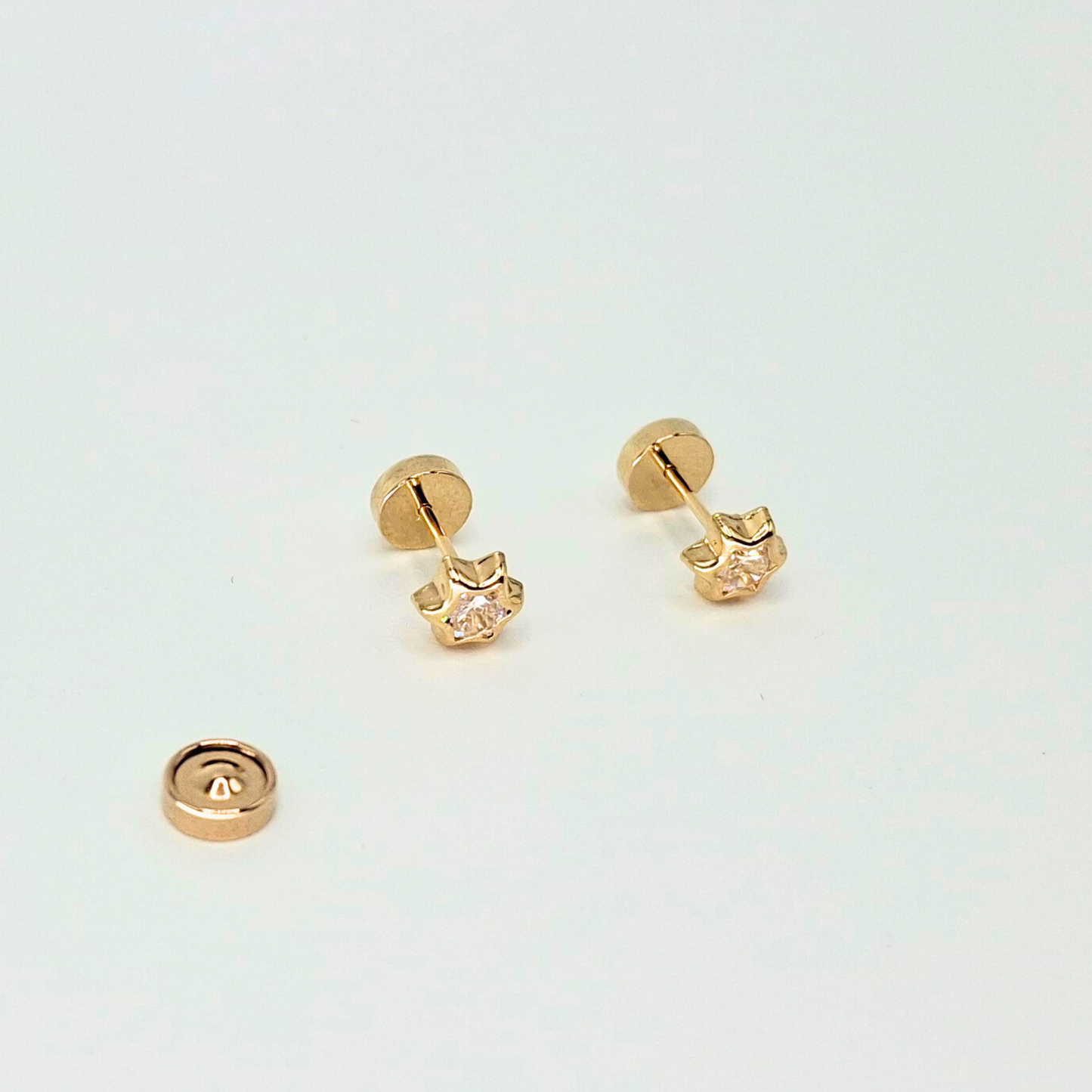 Aros abridores para bebé y niña, modelo estrella, oro 18k