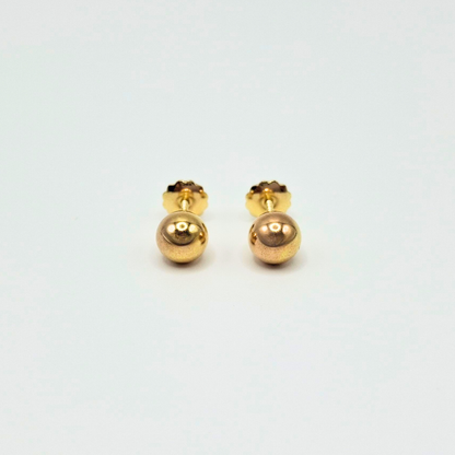 Aros Bolita, tope rosca de oro 18k