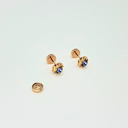 Aros abridores para bebé y niña laminados en oro de 20k modelo piedra de circón M