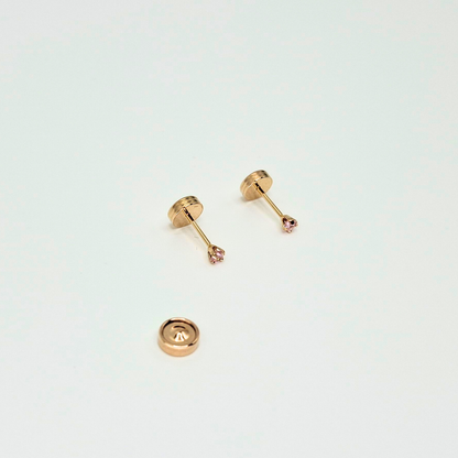 Aros abridores para bebé y niña, modelo grifa P rosa, oro 18k