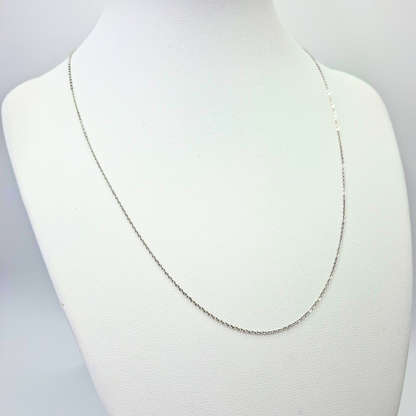 Cadena forzatina oro blanco 18k, ajustable 45 y 40 cm