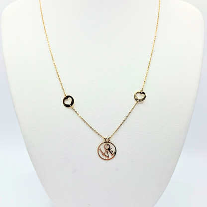 Collar modelo LOVE oro 18k, cadena forzatina 45 cm
