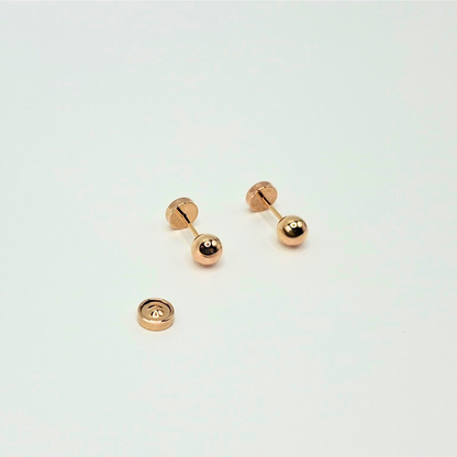 Aros abridores para bebé y niña de oro laminado 20k modelo bolita