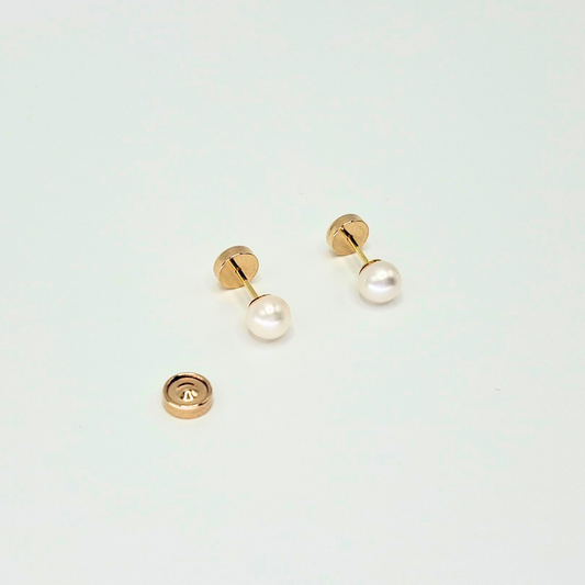 Aros abridores para bebé y niña de oro 18k y perla cultivada