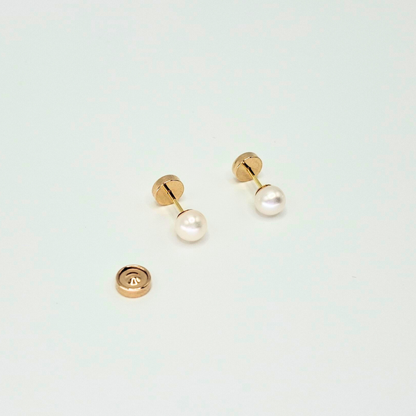 Aros abridores para bebé y niña de oro 18k y perla cultivada