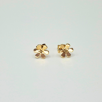 Aros flor, oro italiano 18k con cierre mariposa