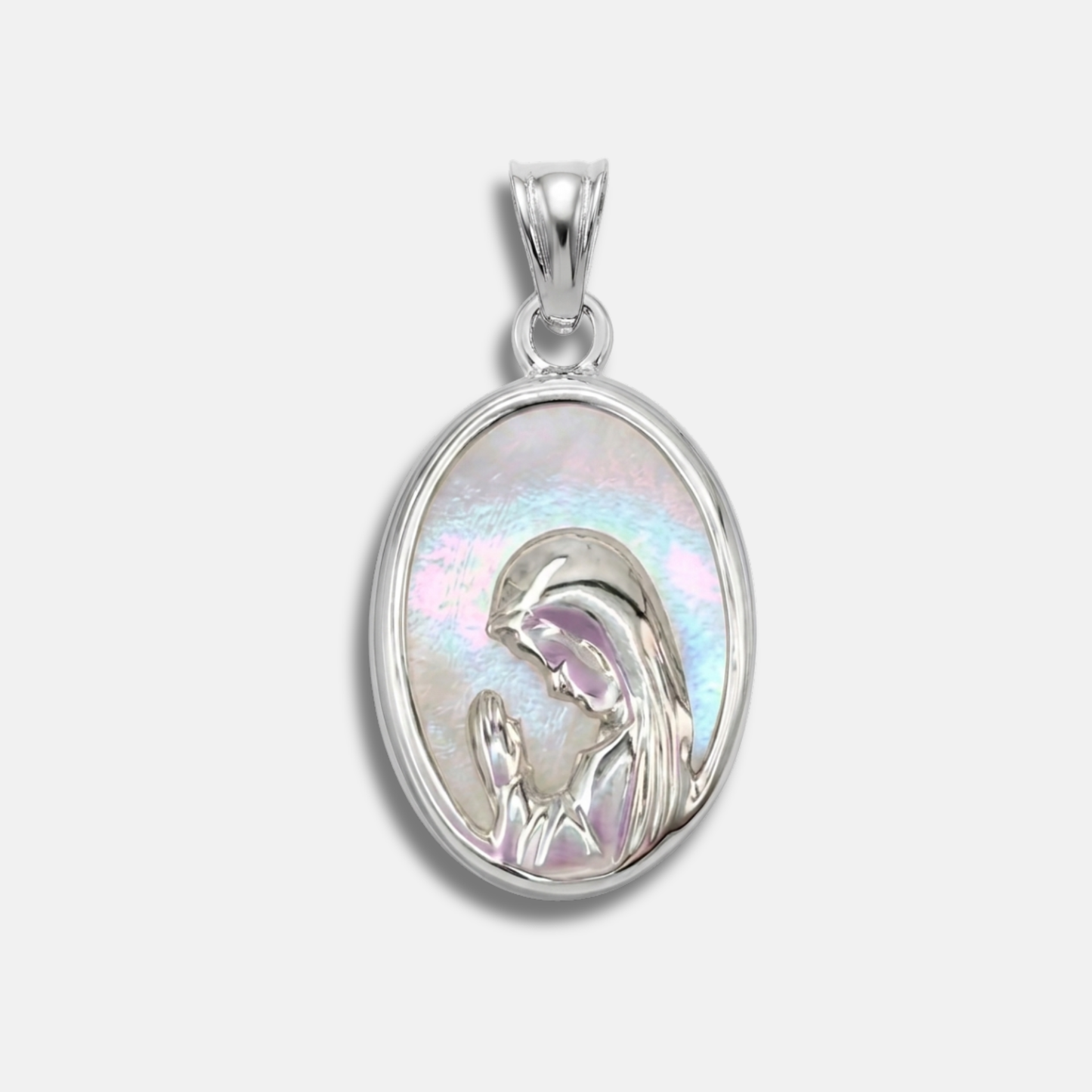 Medalla Virgen Niña, Nácar y Plata