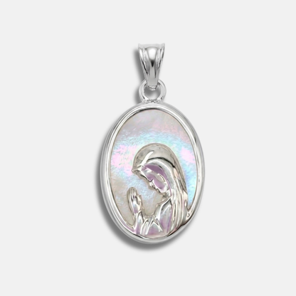 Medalla Virgen Niña, Nácar y Plata
