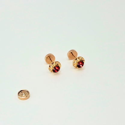 Aros abridores para bebé y niña laminados en oro de 20k modelo piedra de circón M