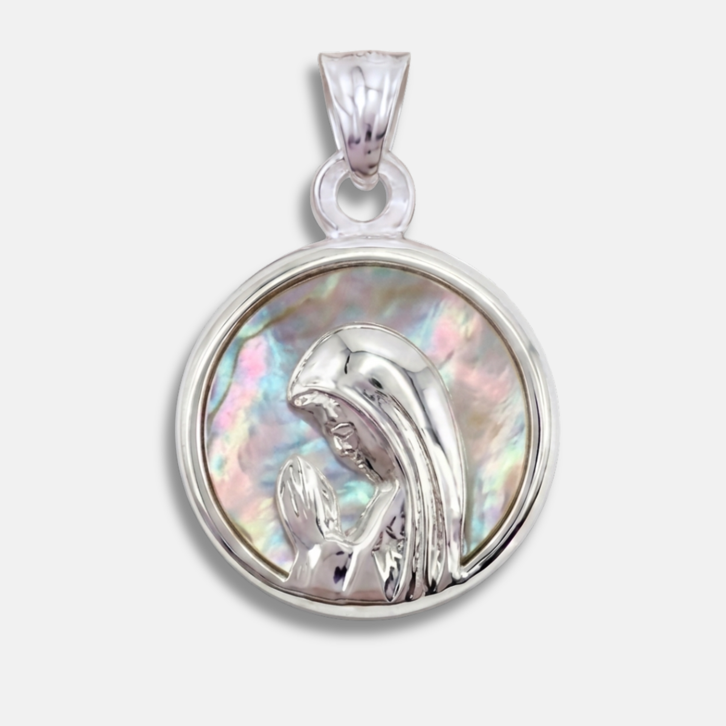 Medalla Virgen Niña, Nácar y Plata