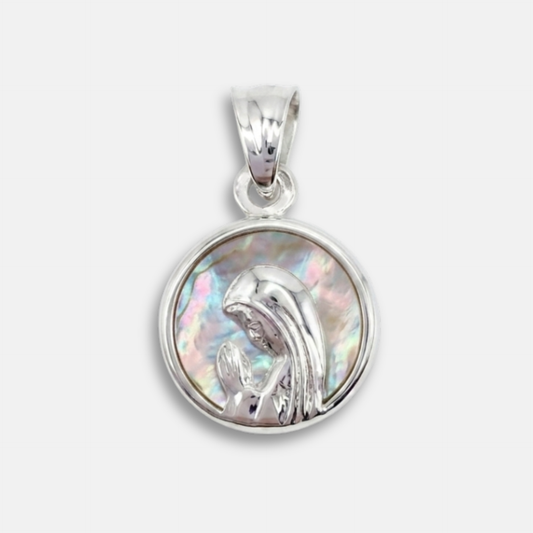 Medalla Virgen Niña, Nácar y Plata