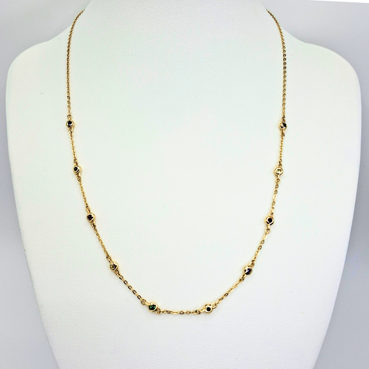 Collar modelo piedra engastada colores 18k, cadena forzatina 45 cm y 40 cm