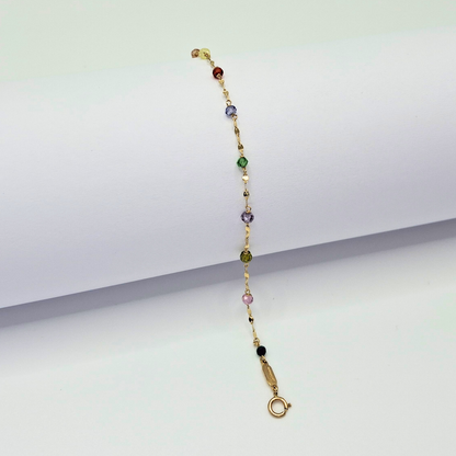 Pulsera gemas de colores oro 18k italiano