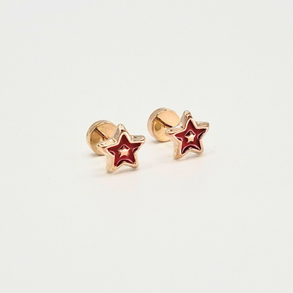 Aros abridores para bebé y niña laminados en oro de 20k, estrella laqueada