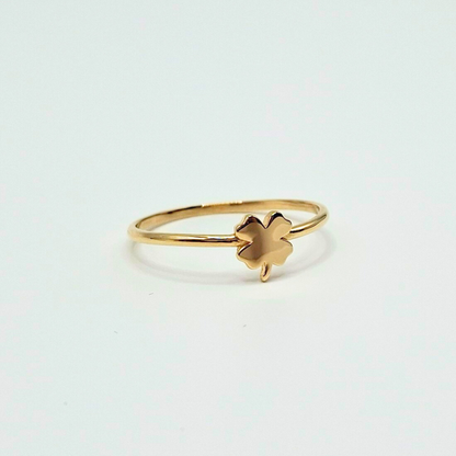 Anillo trébol de 4 hojas, oro 18k