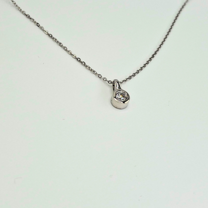 Collar Punto de luz valier, oro blanco italiano 18k