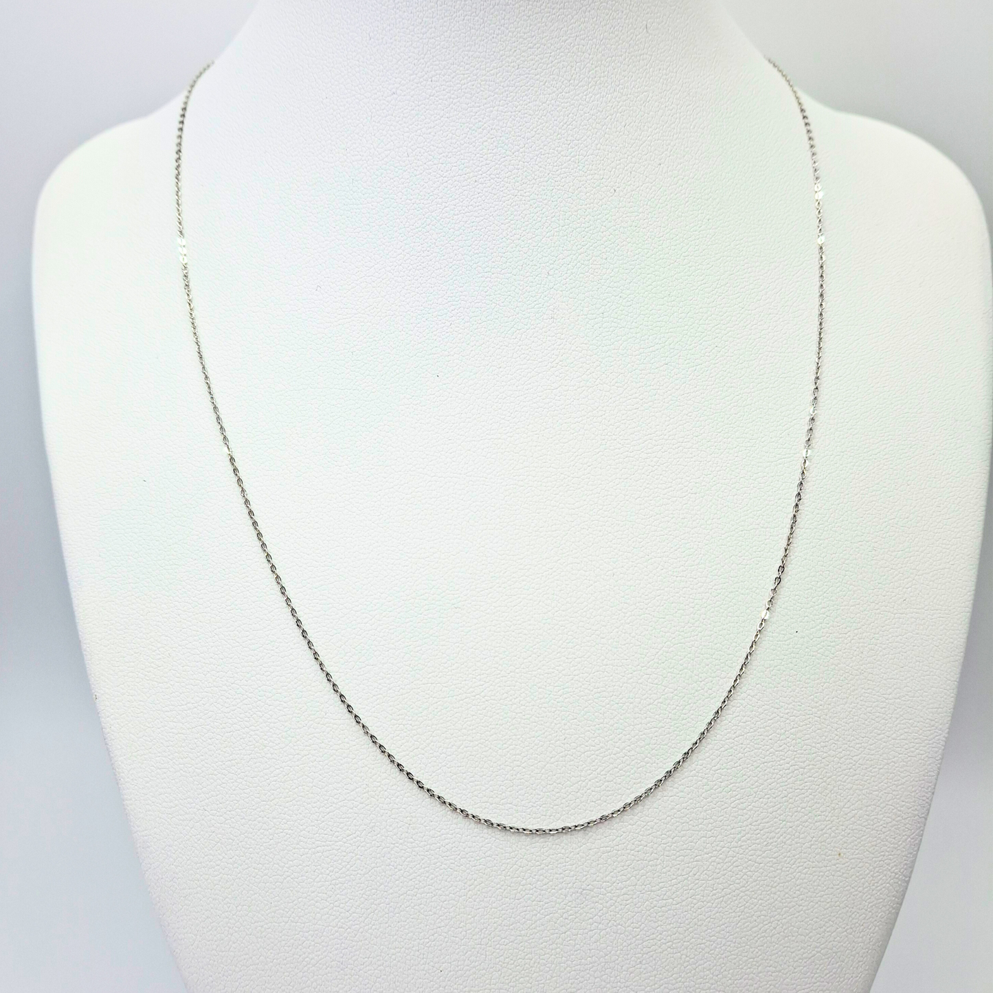 Cadena forzatina oro blanco 18k, ajustable 45 y 40 cm