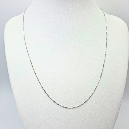 Cadena forzatina oro blanco 18k, ajustable 45 y 40 cm