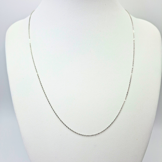 Cadena forzatina oro blanco 18k, ajustable 45 y 40 cm