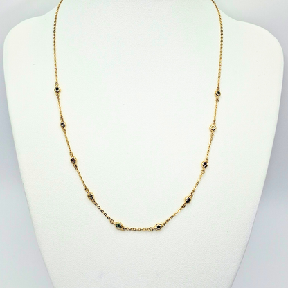 Collar modelo piedra engastada colores 18k, cadena forzatina 45 cm y 40 cm
