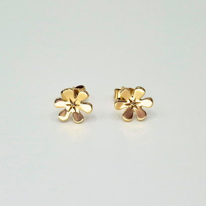 Aros flor, oro italiano 18k con cierre mariposa