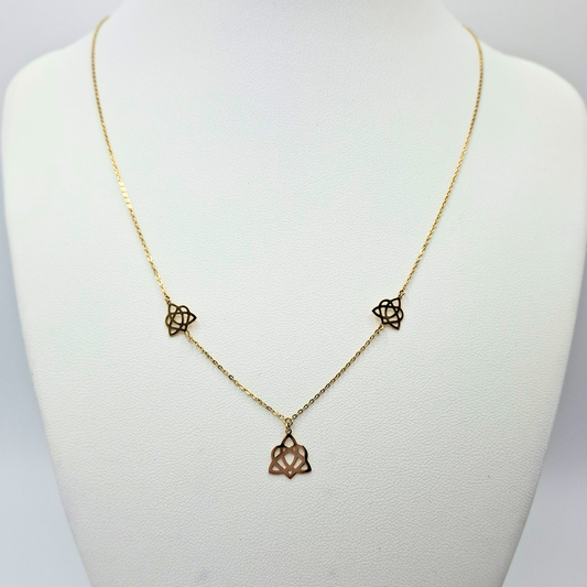 Collar modelo nudo de bruja oro 18k, cadena forzatina 45 cm