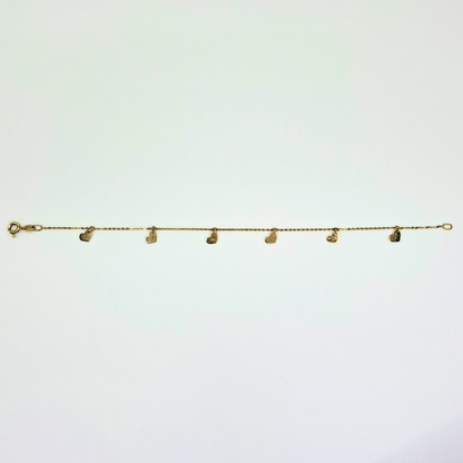 Pulsera modelo corazones oro 18k, 18cm
