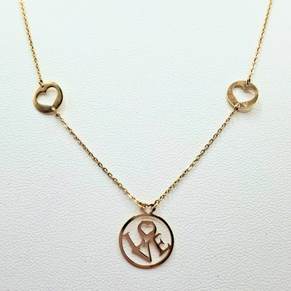 Collar modelo LOVE oro 18k, cadena forzatina 45 cm