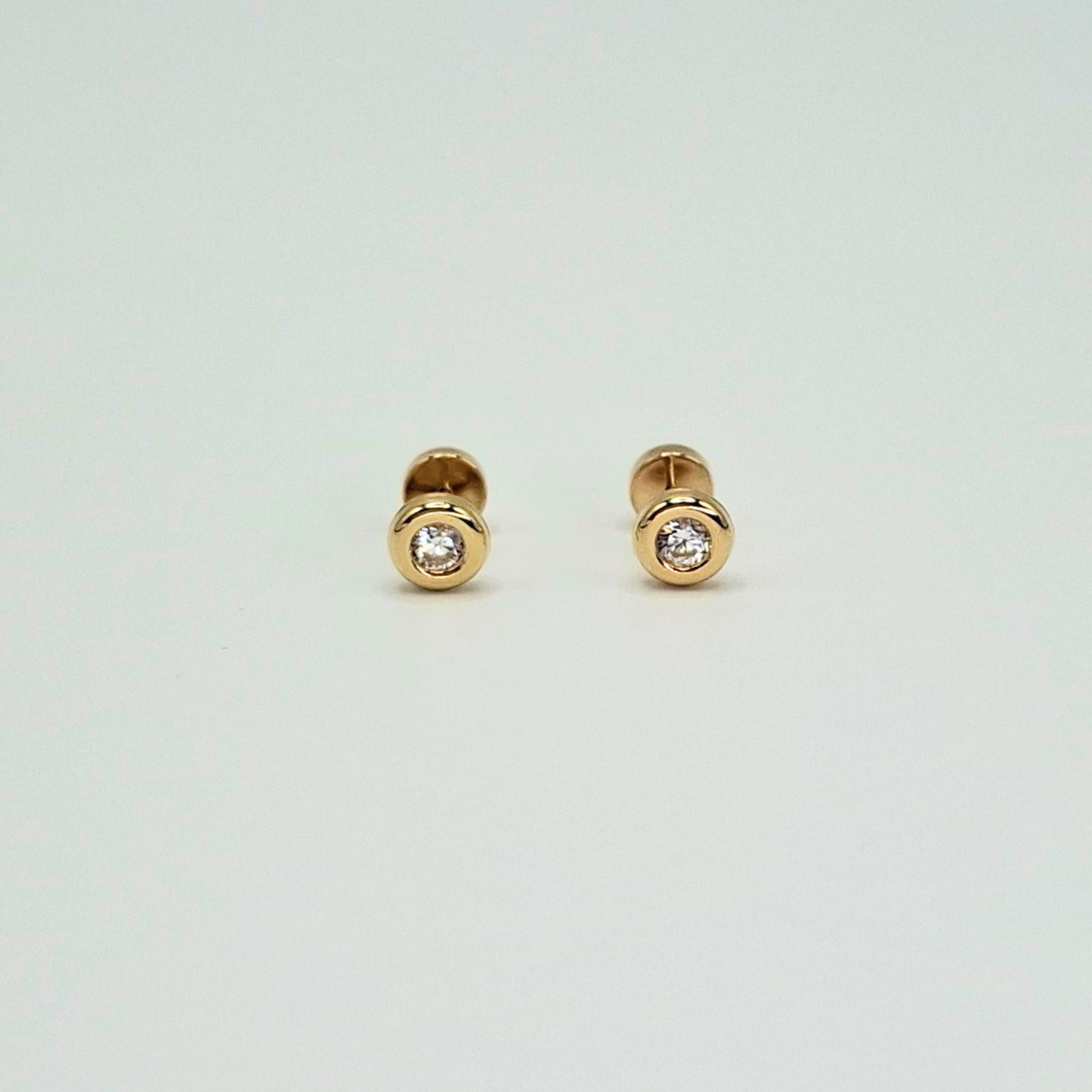 Aros abridores para bebé y niña,  modelo donuts con circón, oro 18k