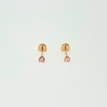 Aros abridores para bebé y niña, modelo grifa M rosa, oro 18k