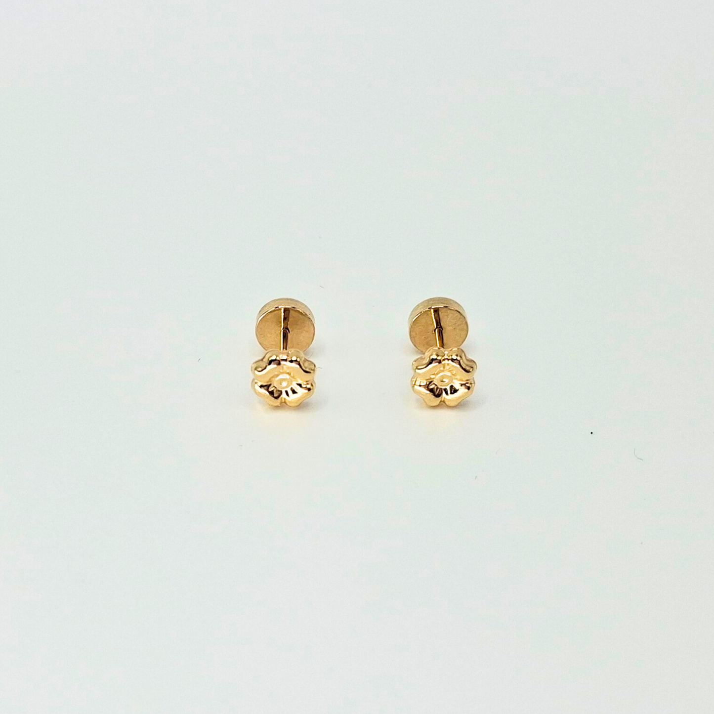 Aros abridores para bebé y niña, modelo trébol oro 18k