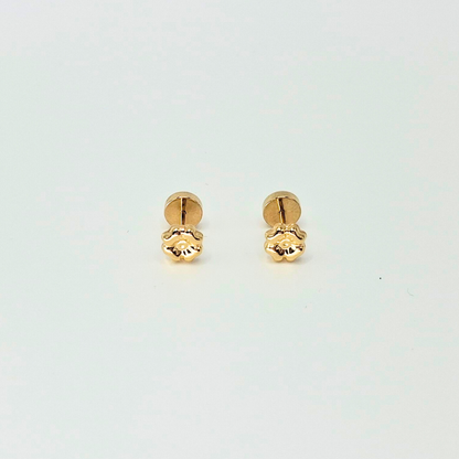 Aros abridores para bebé y niña, modelo trébol oro 18k