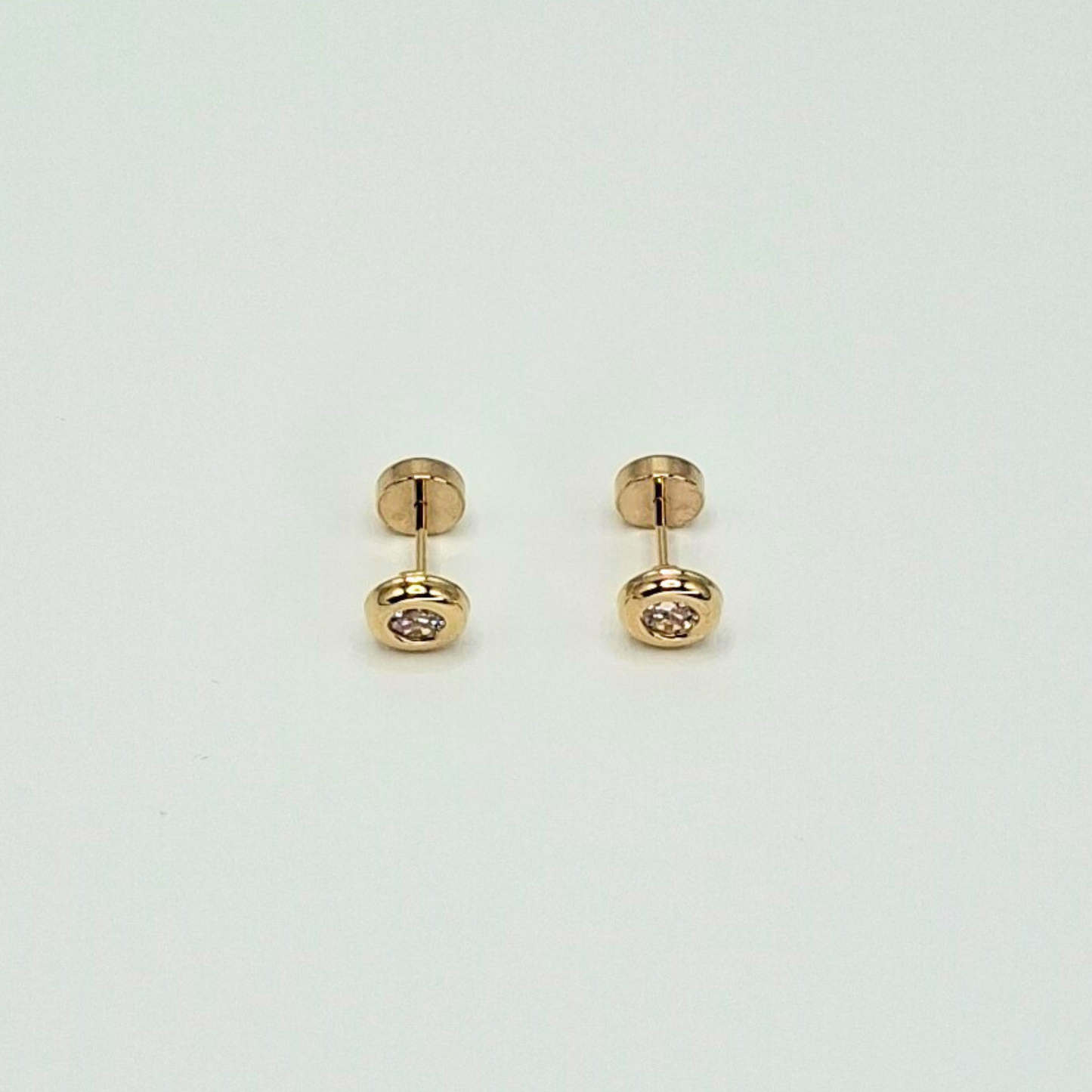 Aros abridores para bebé y niña,  modelo donuts con circón, oro 18k