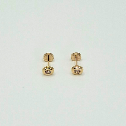 Aros abridores para bebé y niña,  modelo donuts con circón, oro 18k